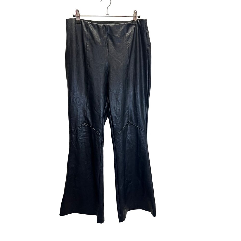 Black Faux Leather Flared Pants By Forever 21 Size L